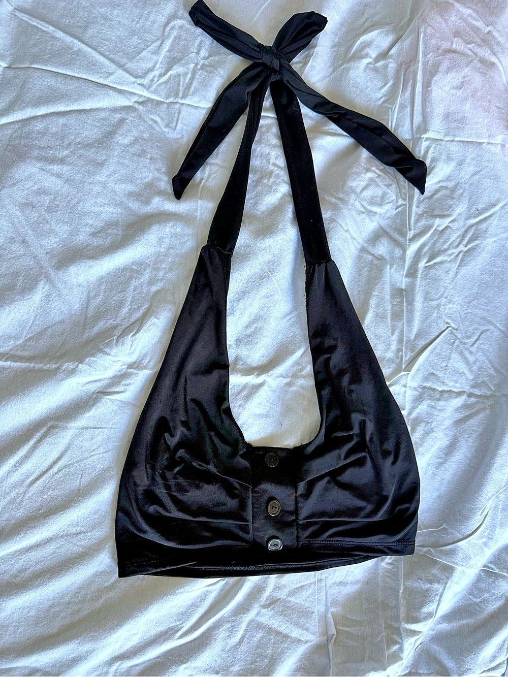 Black Tie-Front Halter Crop Top